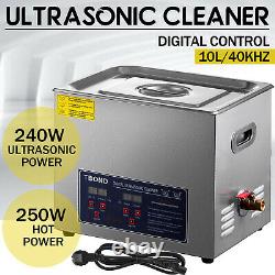 10L Digital Stainless Ultrasonic Cleaner Bath Cleaning With Tank Timer Heater 220V