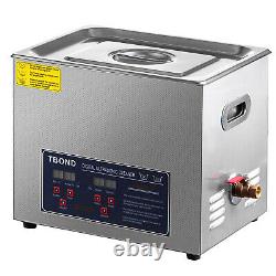 10L Digital Stainless Ultrasonic Cleaner Bath Cleaning With Tank Timer Heater 220V