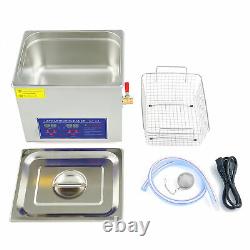 10L Digital Ultrasonic Cleaner Stainless Steel with Heater Timer Washing Machine