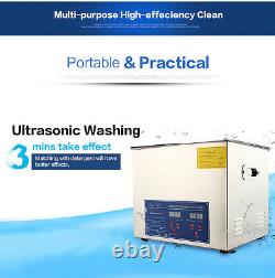 10L Digital Ultrasonic Cleaner Timer Heat Ultra Sonic Cleaning Stainless Tank