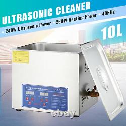 10L Digital Ultrasonic Cleaner Timer Heater Professional 304 Stainless Steel