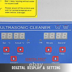 10L Digital Ultrasonic Cleaner with Heater Timer Cleaning Machine Stainless Steel