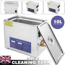 10L Metal Digital Ultrasonic Cleaning Tank Ultra Sonic Bath Cleaner Timer Heated