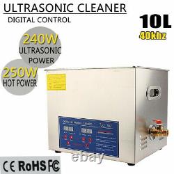 10L Professional Digital Stainless Ultrasonic Cleaner Bath with Tank Timer Heater