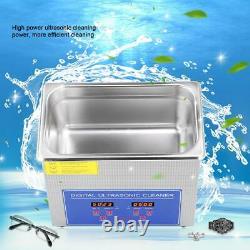 10L Stainless Ultrasonic Cleaner Ultra Sonic Bath Cleaning Tank Timer Heater