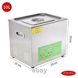 10L Ultrasonic Cleaner Digital Bath Heater Ultra Sonic Stainless Steel CE UK