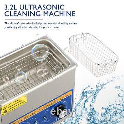 120W Ultrasonic Cleaner for Home Office School Lab 3.2L Basin 100W Heater Timer