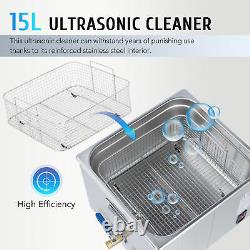 15L Professional Digital Ultrasonic Cleaner Timer 304 Stainless Steel Basket