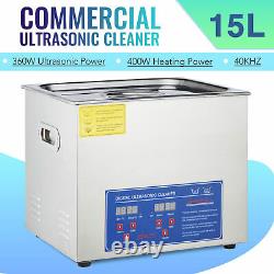 15L Professional Digital Ultrasonic Cleaner Timer Heater 304 Stainless Steel