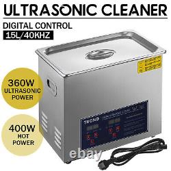 15L Stainless Steel Digital Ultrasonic Cleaner Ultra Sonic Tank Bath Heater Time
