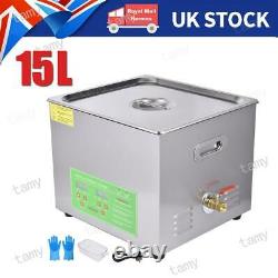 15L Ultrasonic Cleaner Stainless Steel Digital Bath Heater Ultra Sonic CE UK