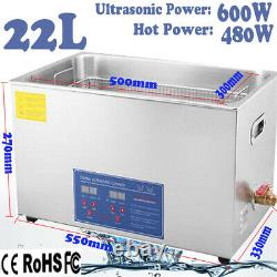22L Digital Ultrasonic Cleaner Stainless Ultrasound Timer Heater Tank CD Washer
