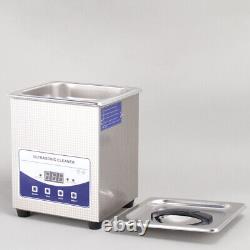 2L 60W Digital Ultrasonic Cleaner Heated Timer Stainless Steel Ultra Sonic