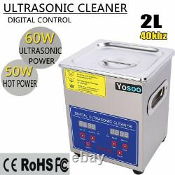 2L Digital Ultrasonic Cleaner Stainless Ultrasound Timer Heater Tank CD Washer
