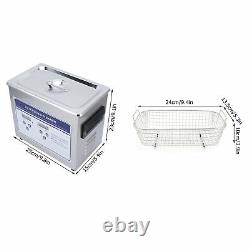 3.2L Stainless Ultrasonic Cleaner Bath Cleaning Tank Timer Heater with Basket
