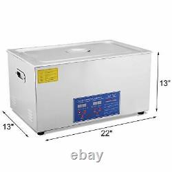 30L Digital Heated Stainless Ultrasonic Parts Cleaner Timer & Basket
