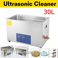 30L Digital Stainless Steel Timer&Heater Ultrasonic Cleaner Cleaning Bath Tank