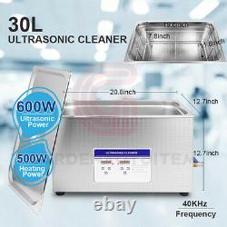 30L Digital Stainless Ultrasonic Cleaner Sonic Bath Cleaning Tank Timer Heater