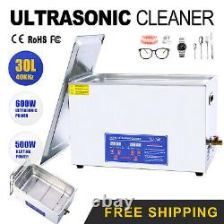 30L Digital Ultrasonic Bath Cleaner Stainless Steel Cleaning Tank Timer Heater
