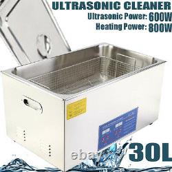 30L Digital Ultrasonic Cleaner Timer Heat Ultra Sonic Cleaning Stainless Tank