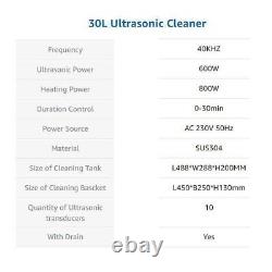 30L Professional Digital Ultrasonic Cleaner Ultra Sonic Bath Cleaning Tank