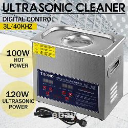3L Digital Stainless Ultrasonic Cleaner Ultra Sonic Bath Tank Timer Heat Basket