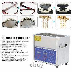 3L Digital Ultrasonic Cleaner Jewellery Cleaning Tank Timer Heater 304 Stainless
