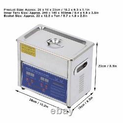 3L Ultrasonic Cleaner Timer Heater 304 Stainless Steel Cotainer Industrial Clean