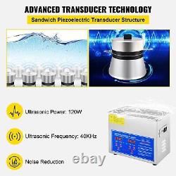 6L, 40KHz, Stainless Steel Ultrasonic Cleaner with Digital Heating and Timer for