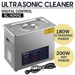 6L Digital Ultrasonic Cleaner Stainless Steel Cleaning Machine with Heater Timer