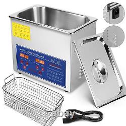 6L Digital Ultrasonic Cleaner Timer Heater Stainless Cotainer Cleaning Bath