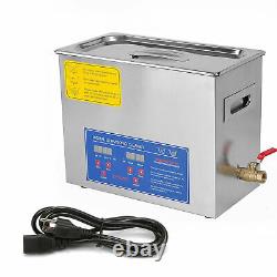 6L Digital Ultrasonic Cleaner Timer Heater Stainless Cotainer Cleaning Bath