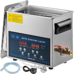 6L Digital Ultrasonic Cleaner with Heater 28/40KHz Stainless Steel Degas 0-80
