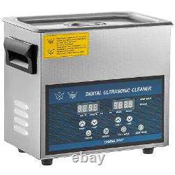 6L Digital Ultrasonic Cleaner with Heater 28/40KHz Stainless Steel Degas 0-80