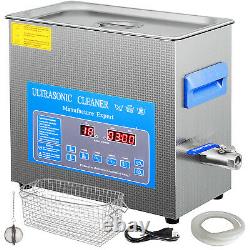 6L Digital Ultrasonic Cleaner with Heater 28/40KHz Stainless Steel Lab 0-99min