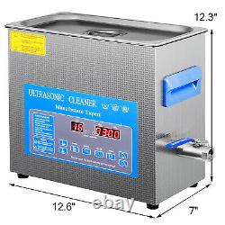 6L Digital Ultrasonic Cleaner with Heater 28/40KHz Stainless Steel Lab 0-99min