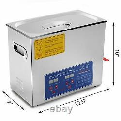 6L Stainless Steel Heated Ultrasonic Digital Cleaner Tank Heater wIth Timer