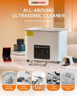 CREWORKS 10L Low Noise Digital Ultrasonic Cleaner w 300W Heater Timer Degas Mode
