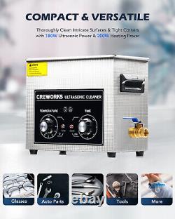 CREWORKS 6L Ultrasonic Cleaner with Timer 180W Ultrasonic Cleaning Machine