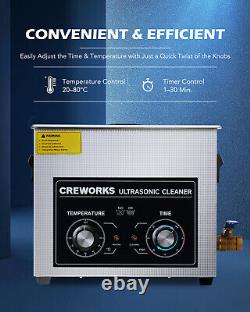 CREWORKS 6L Ultrasonic Cleaning Machine 180W Ultrasonic Cleaner for Home & Lab