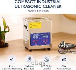 CREWORKS Ultrasonic Cleaner with Digital Timer & Heater, Portable 2L Ultrasonic