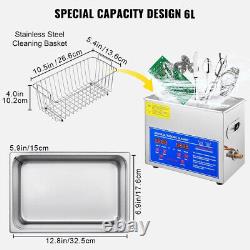 Commercial 6L Ultrasonic Cleaner w Timer Heating Machine Digital Sonic Cleaner