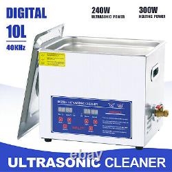 Digital Heated Stainless Cleaning Machine Ultrasonic 10L Cleaner Bath Tank UK