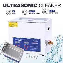 Digital Heated Stainless Cleaning Machine Ultrasonic 10L Cleaner Bath Tank UK