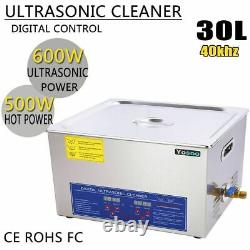 Digital Stainless Ultrasonic Cleaner Bath Tank Timer Heater 30L Basket CE FCC