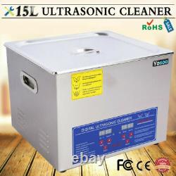 Digital Ultra Sonic Cleaner Bath Timer Stainless Steel Tank Cleaning 15L Machine