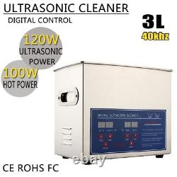 Digital Ultra Sonic Cleaner Bath Timer Stainless Tank Cleaning 3L Ultrasonic