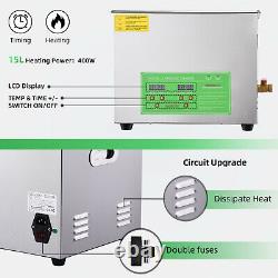Digital Ultrasonic Cleaner 2L 3L 6L 10L 15L Timer Stainless Steel Cotainer +Plug