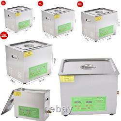 Digital Ultrasonic Cleaner 3/6/10/15L Timer Heater Stainless Steel Cleaning Tank