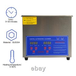 Digital Ultrasonic Cleaner Stainless Steel Bath Heater Timer With Basket 3L 6L